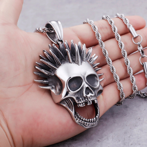 Punk Skull Necklace (Steel)