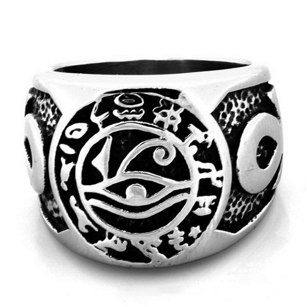 Eye of Ra Ankh Cross Stainless Steel Egypt Ring