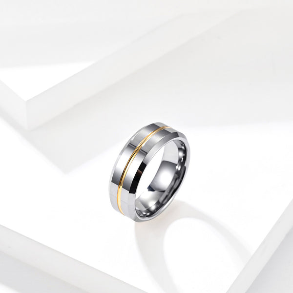 Titanium Ring with Gold IP Centre Groove