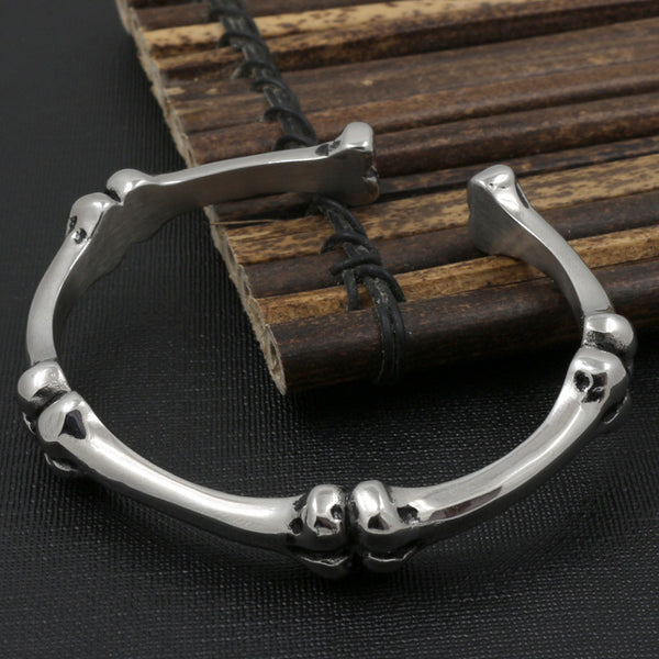 Biker Bones Bangle - titanium steel