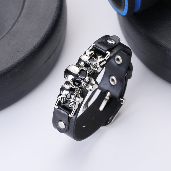 Evil Skull Bracelet (Leather)