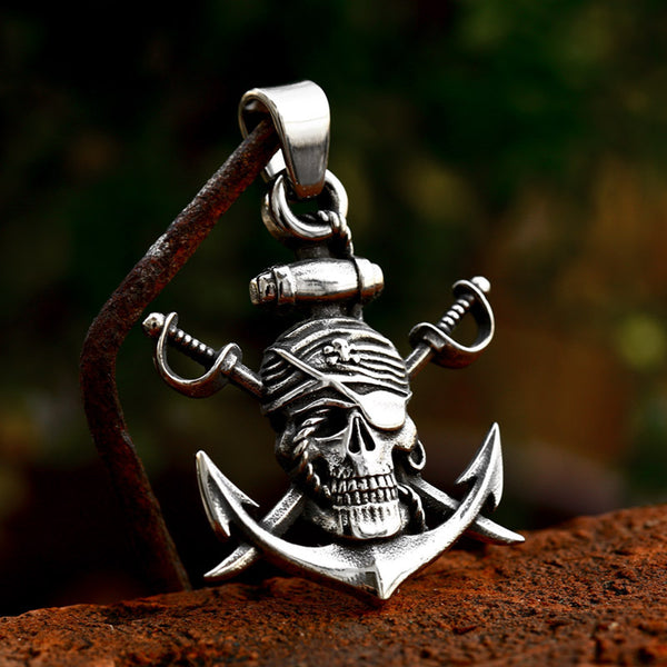 1 Eyed Pirate & Anchor Pendant - Necklace (294)