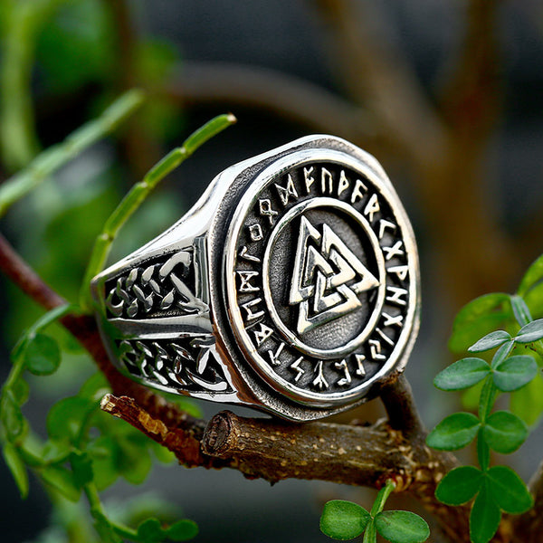 Valknut Runes Celtics Knot Stainless Steel Viking Ring