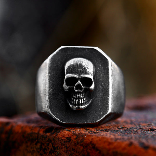Skull 3D - Brushed Stainless Steel - Sizes 7-13 - R227