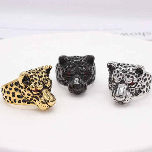 Vintage Leopard Head Stainless Steel Ring