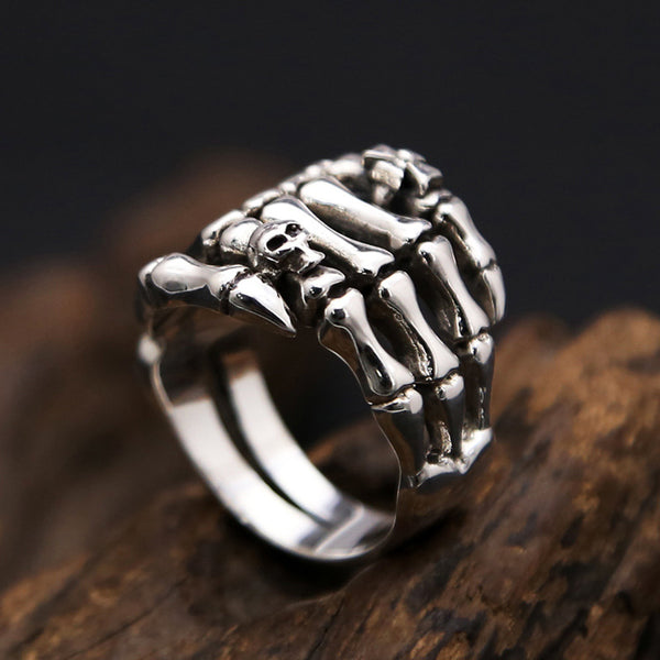 Skeleton Hand Skull Ring - titanium steel
