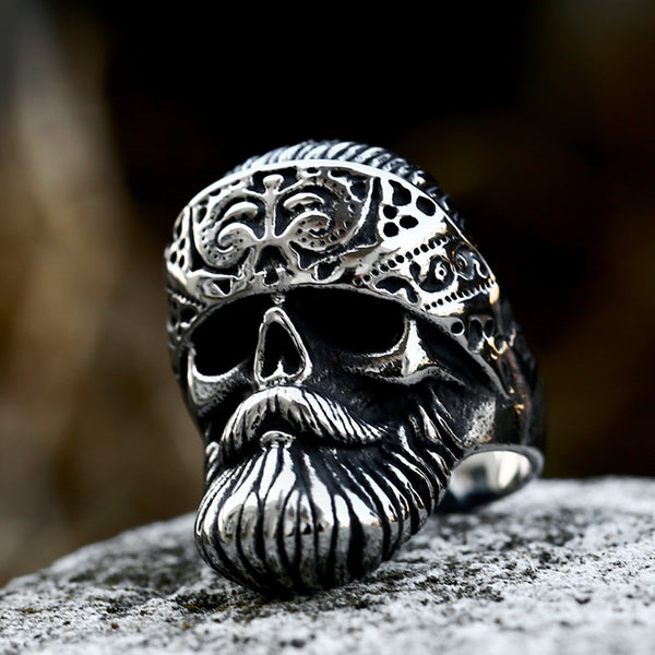 Hippie Skull Ring (Steel)