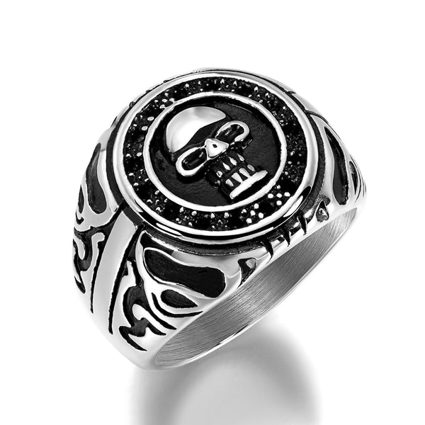 Skull Shield Wide Ring in Stainless Steel - HR-Q8020