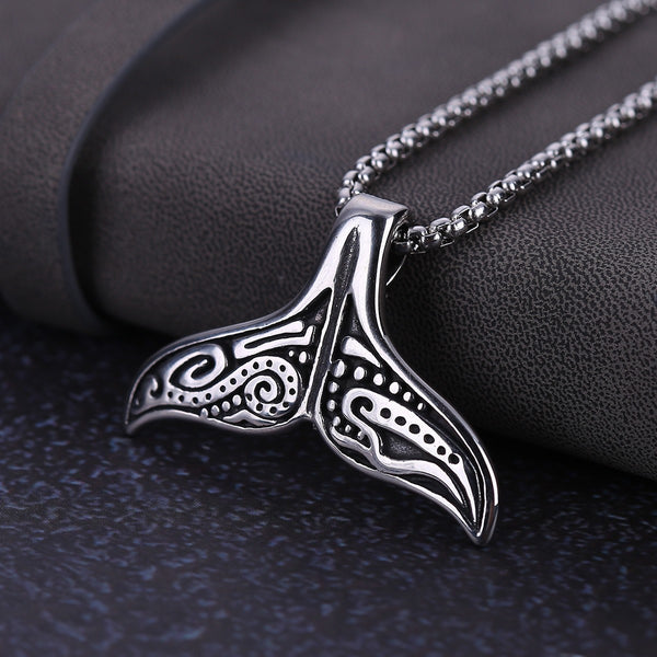 Dolphin Tail Pendant - Classic Rope Necklace - PEN288