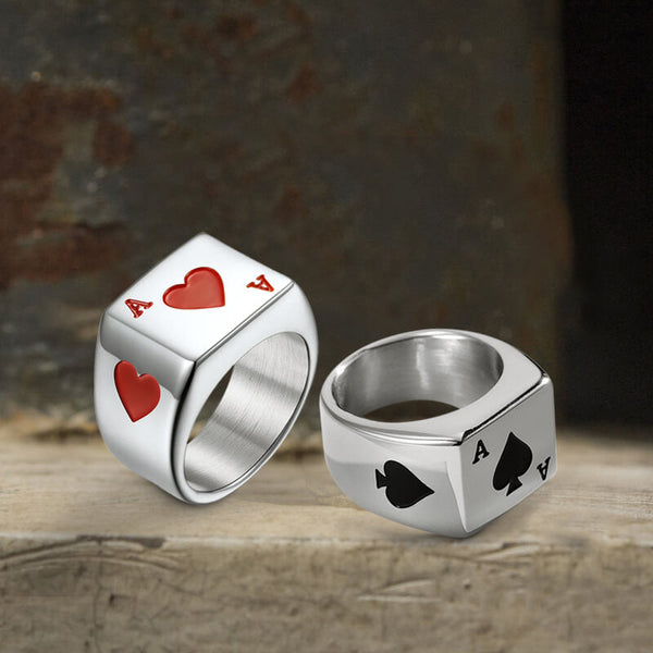 Poker Card Stainless Steel Ring