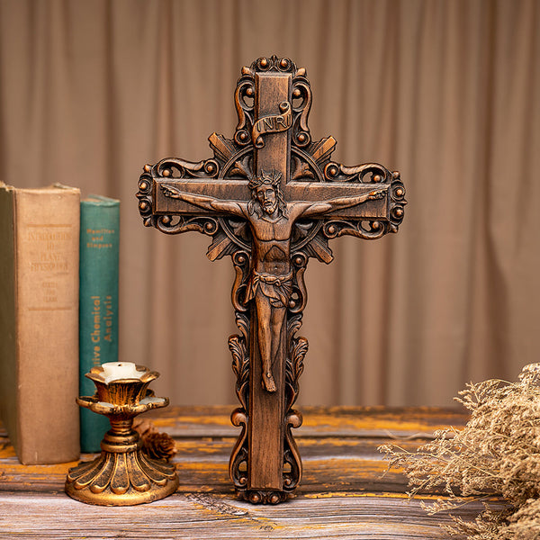 Crucifix en bois de frêne ，Jésus Christ, croix en bois cadeau d'amour
