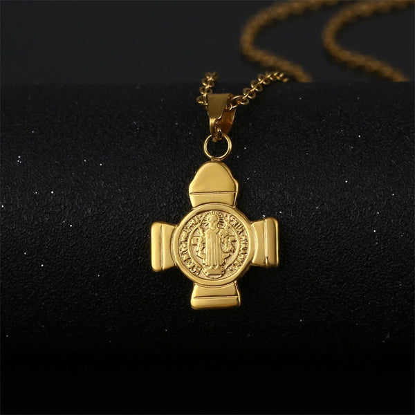 Heilige Benedikt-Medaille-Kreuz-Halskette