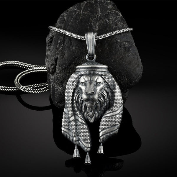 Arabische Löwenkopf-Halskette aus reinem Zinn
