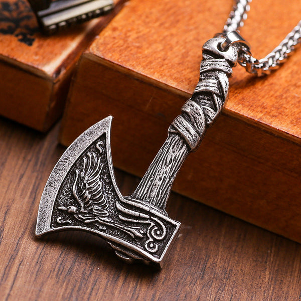 Viking Double Sided Ax Pendant Necklace