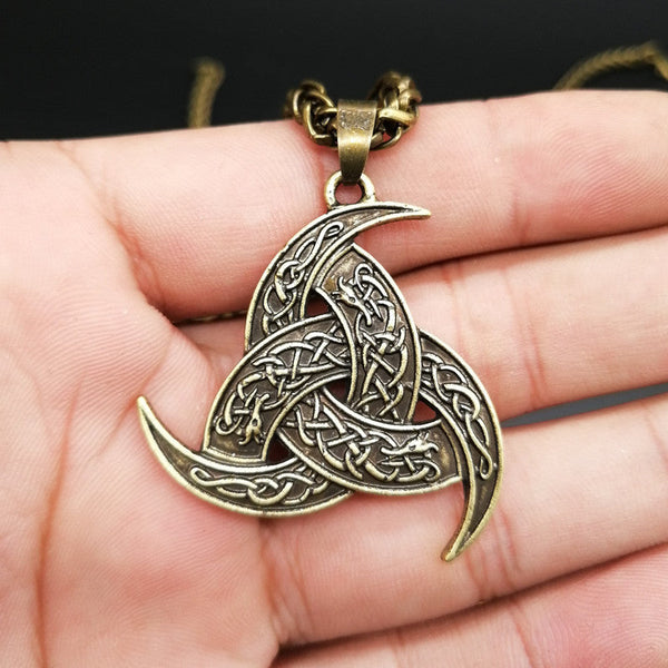 Viking Celtic Dragon Triangle Pendant Necklace