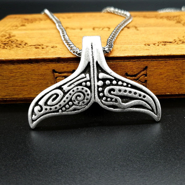 Viking Whale Tail Pendant Necklace