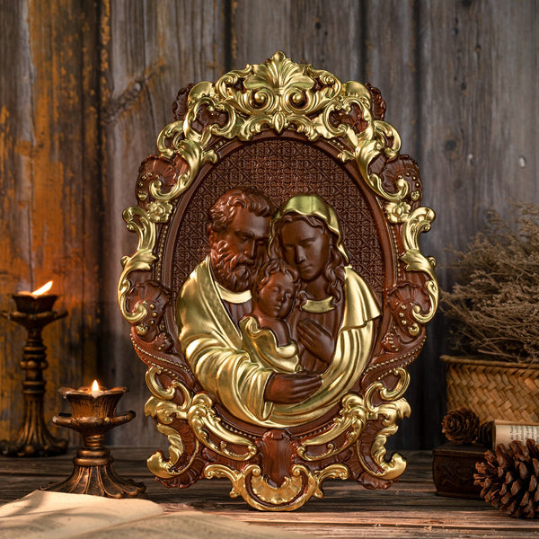 Viiona Holy family Nativity Wood Carving Gift Religious Family Wall Decor