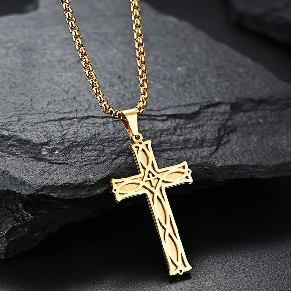 Personalisierte irische keltische Knoten-Kreuz-religiöse Anhänger-Halskette (Gold/Silber/Schwarz)