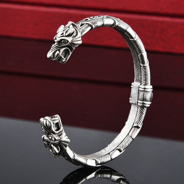 viking wolf head bracelet