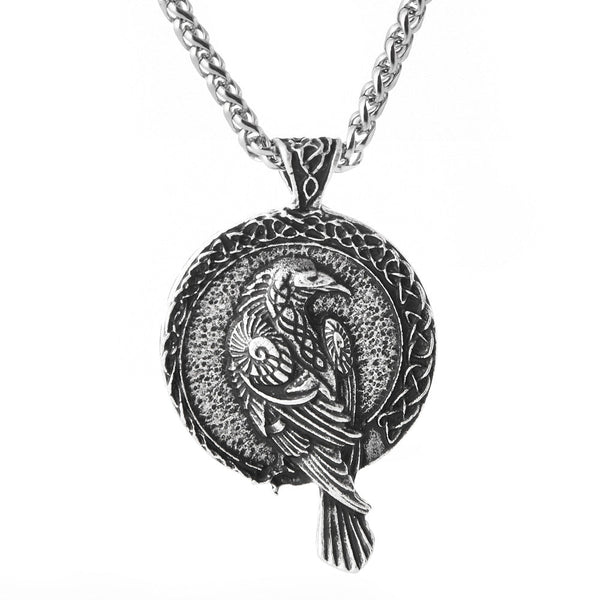 Halskette mit keltischem Raben-Anhänger im Wikinger-Stil