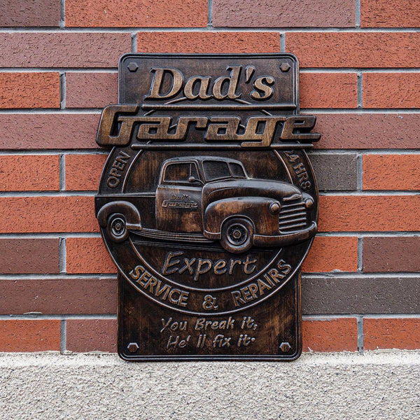 Papas Garage-Ikone, Garagenanhänger aus Holz, Vatertagsgeschenk