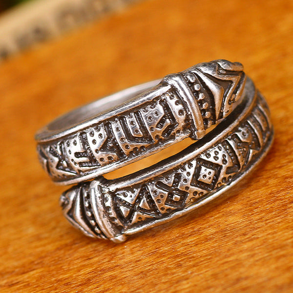 Viking Rune Letter Snake Ring