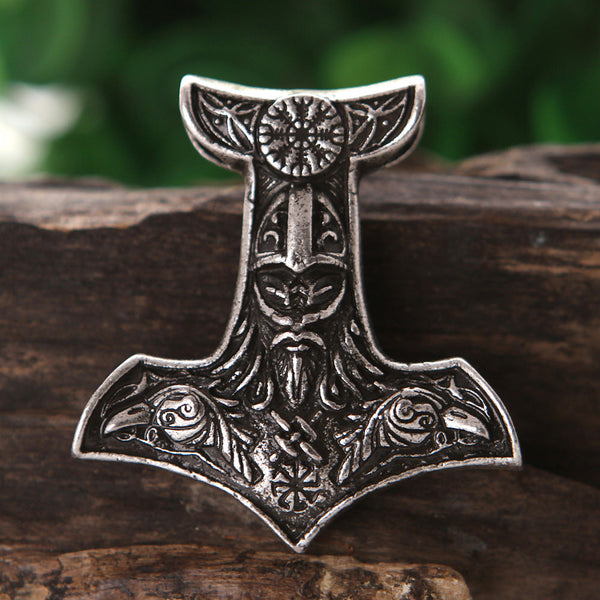 Pendentif Viking Celtic Raven Marteau de Thor