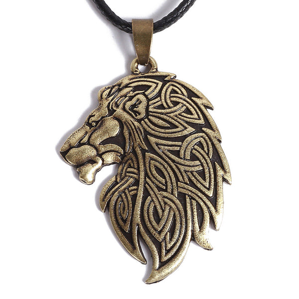 Pendentif Tête de Lion Mythique Viking