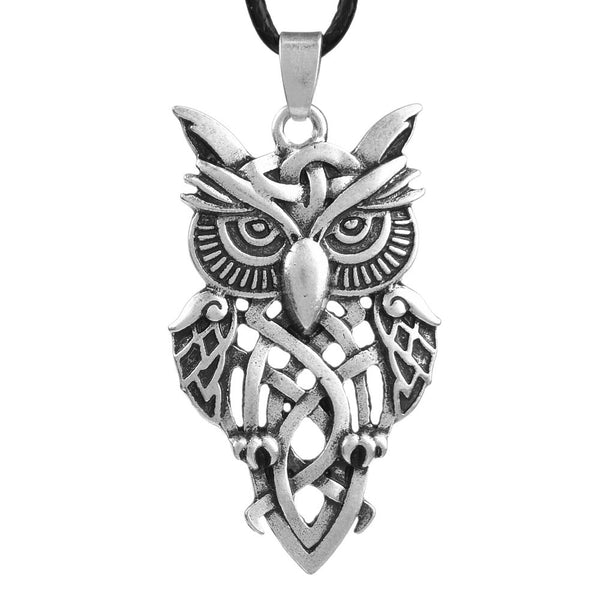 Viking Owl Cutout Pendant Necklace