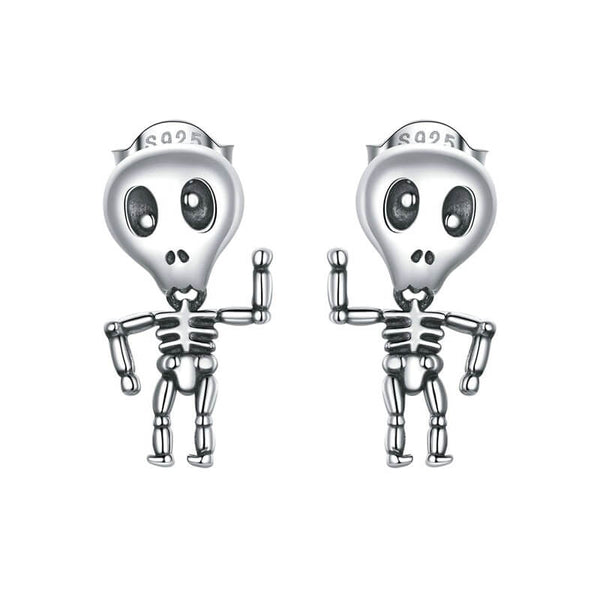 Alien Skeleton Earrings (Silver)