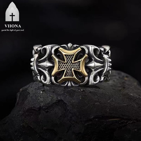 Viiona Vintage Thai Silver Cross Men'S Ring