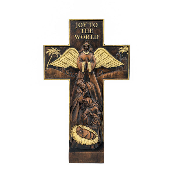 Croix de Noël, croix de la Nativité, sculpture en bois massif de hêtre naturel - meilleur cadeau de Noël