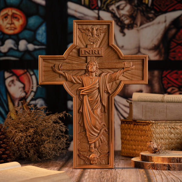 INRI Himmelfahrt Jesu Holzschnitzkreuz – Die besten Geschenke für Ostern