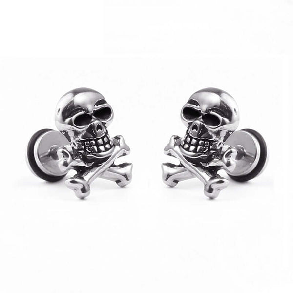 Double Skulls Earrings (Steel)
