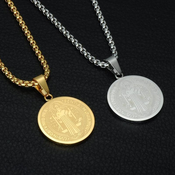 Saint-Benedikt-Münze-Medaille-Paar-Halskette