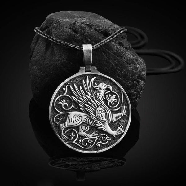 Gryphon-Amulett-Halskette aus reinem Zinn