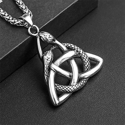 Nordic Trinity Celtic Knot with Knoop Snake Pendant