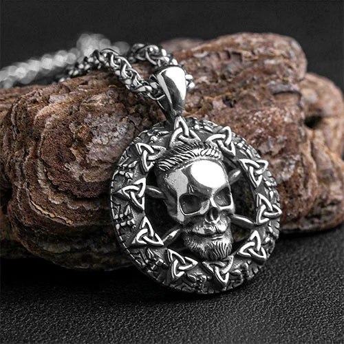 Punk Celtic Knot Stainless Steel Skull Pendant