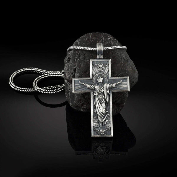Pure Tin Ascension Cross Necklace