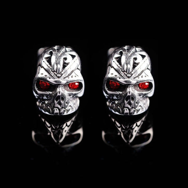 Red Eyes Skull Earrings (Steel)