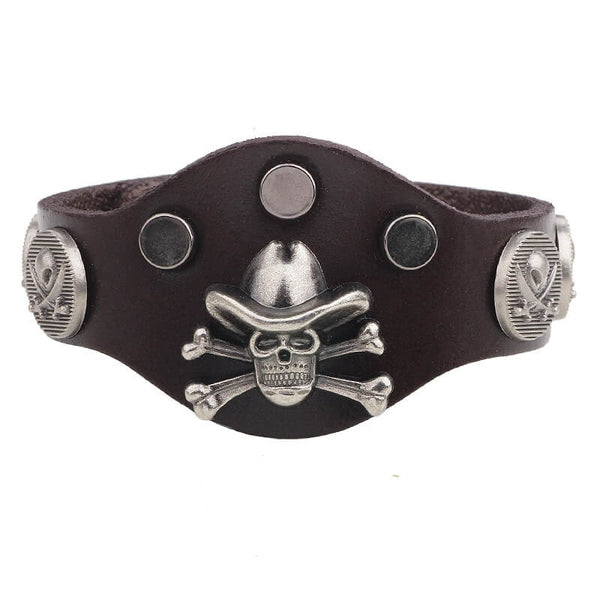 Skull Bracelet CowBoy (Leather)