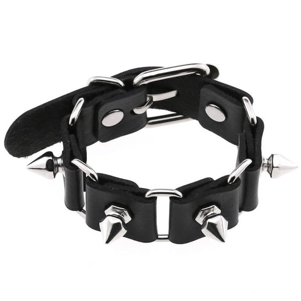 Skull Bracelet Square with Spades (Leather)