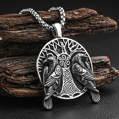Viking Odin Raven Stainless Steel Pendant