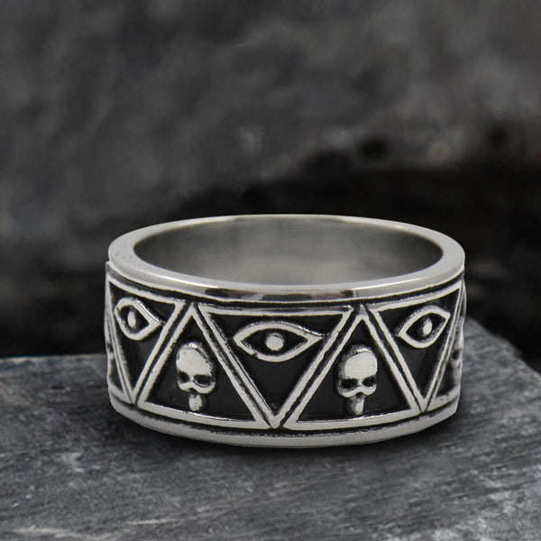 All-Seeing Eye Stainless Steel Skull Ring
