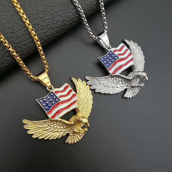 American Flag Eagle Stainless Steel Pendant