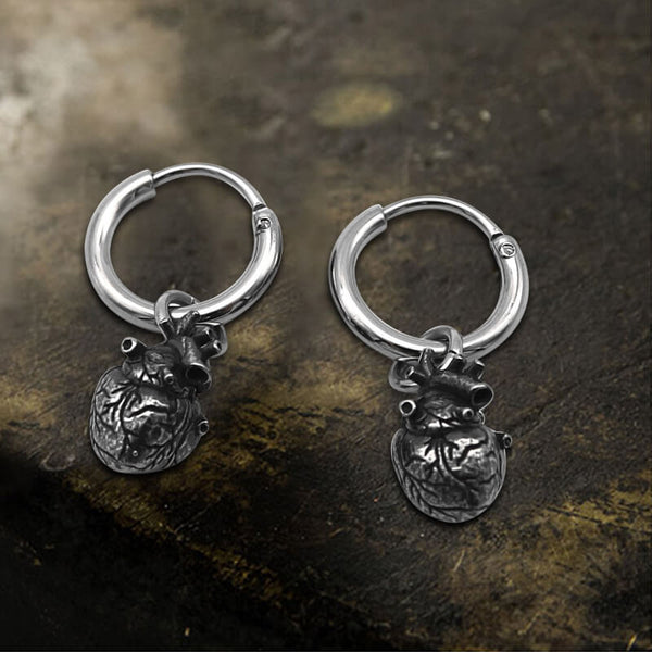 Anatomical Heart Organ Stainless Steel Earrings