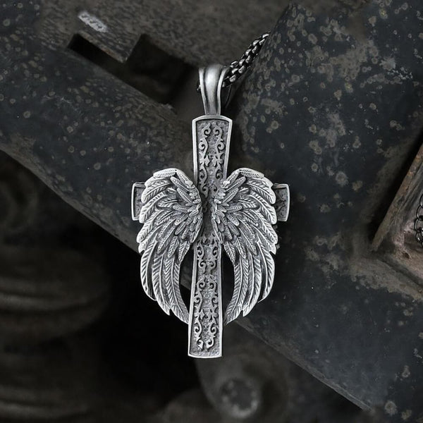 Angel’s Wing Cross Pure Tin Necklace