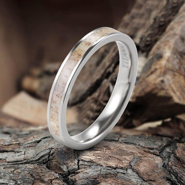 Antler Inlaid Titanium Band Ring
