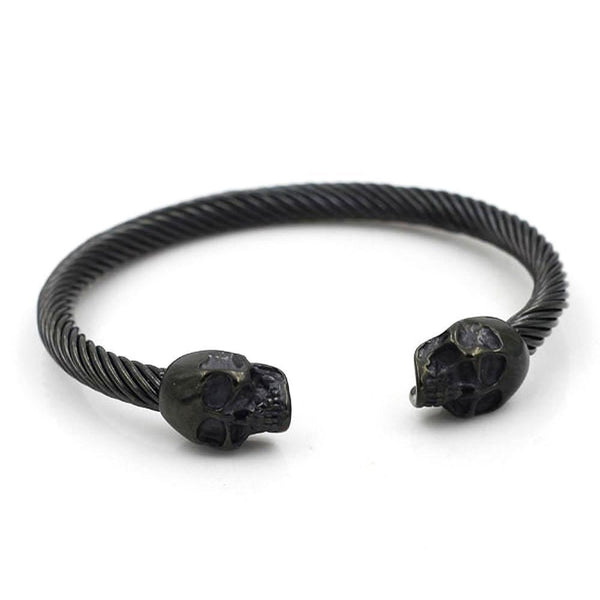 Biker Black titanium steel Skulls Bangle