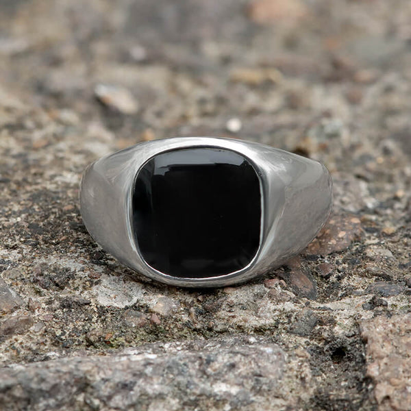 Bague minimaliste en acier inoxydable époxy noir